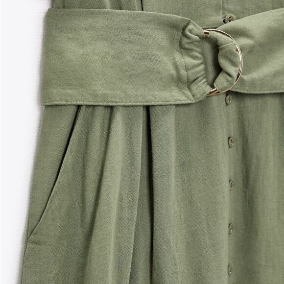 Zara Linen Blend Belted Dress New - Picture 2 of 10